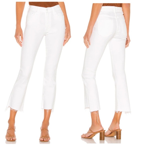 Mother Denim The Insider Crop Step Fray Jeans Fairest Of Them All White Size 28 - Picture 2 of 12